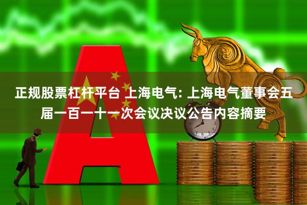 正规股票杠杆平台 上海电气: 上海电气董事会五届一百一十一次会议决议公告内容摘要